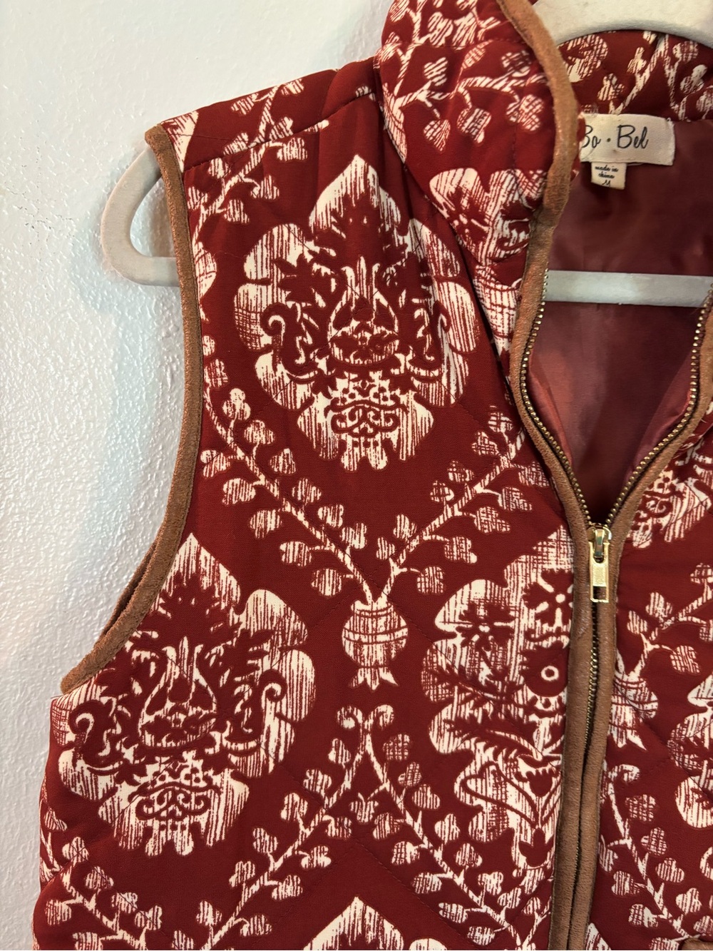 BeBop Quilted Red Patterned Vest - Picture 4 of 10